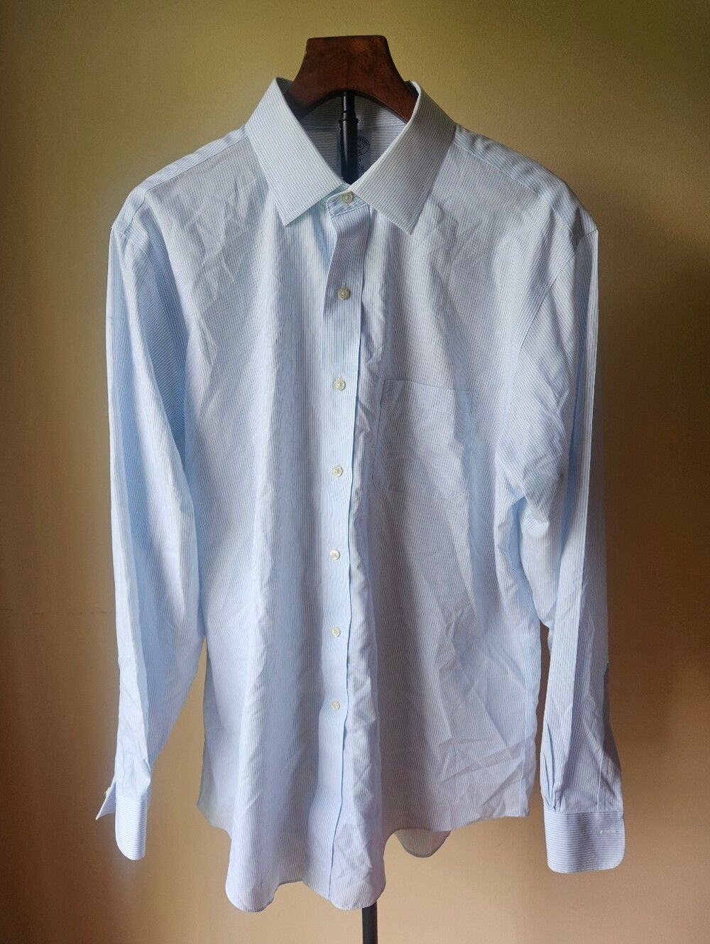 Brooks Brothers Light Blue Pinstripe Dress Shirt Size 16 1/2-35